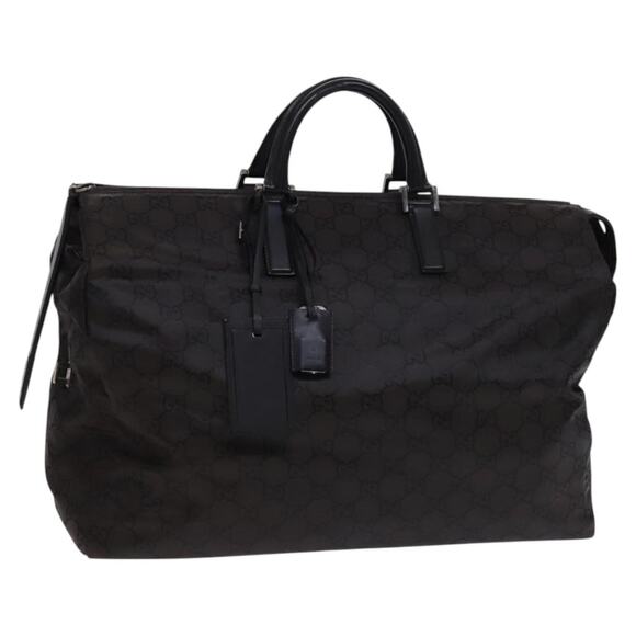 GUCCI GG Canvas Boston Bag Nylon Brown Silver 012 0381 08 - Picture 1 of 16